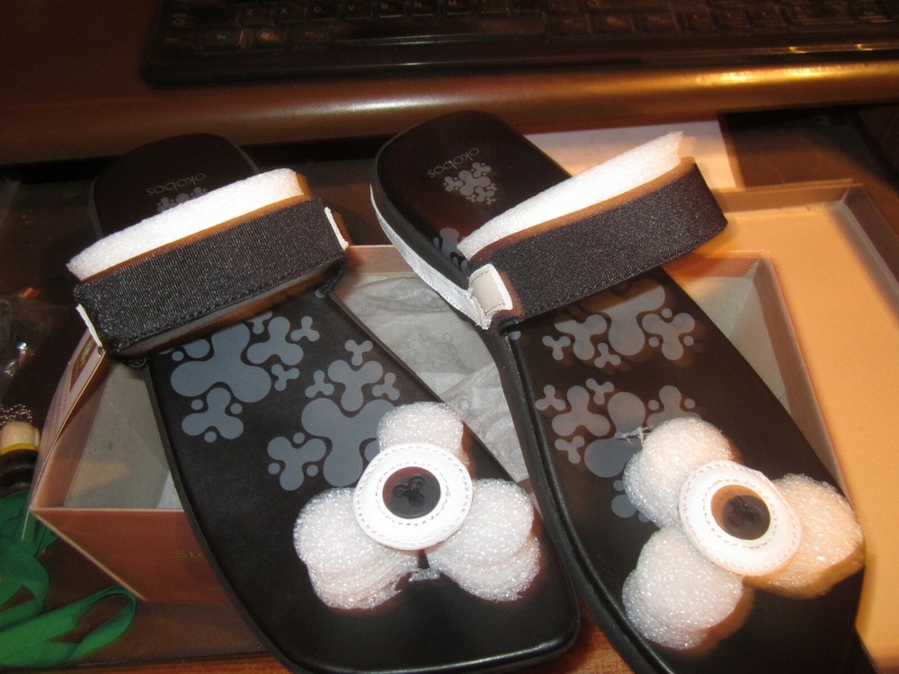 Womens Flip Flop Sandals Okobos Walk With A Purpose PALOMA WHITE/BLACK SZ 7 MED