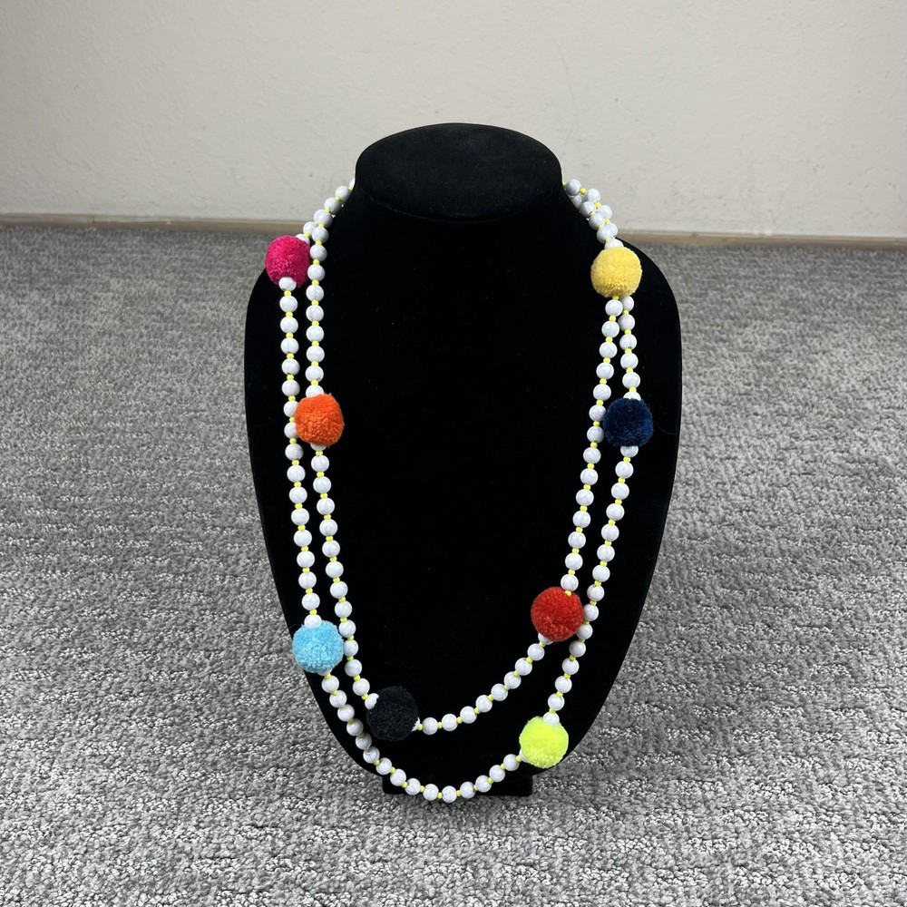 Baublebar Necklace Pom Pom Beaded Statement Signed Jewelry Boho Festival