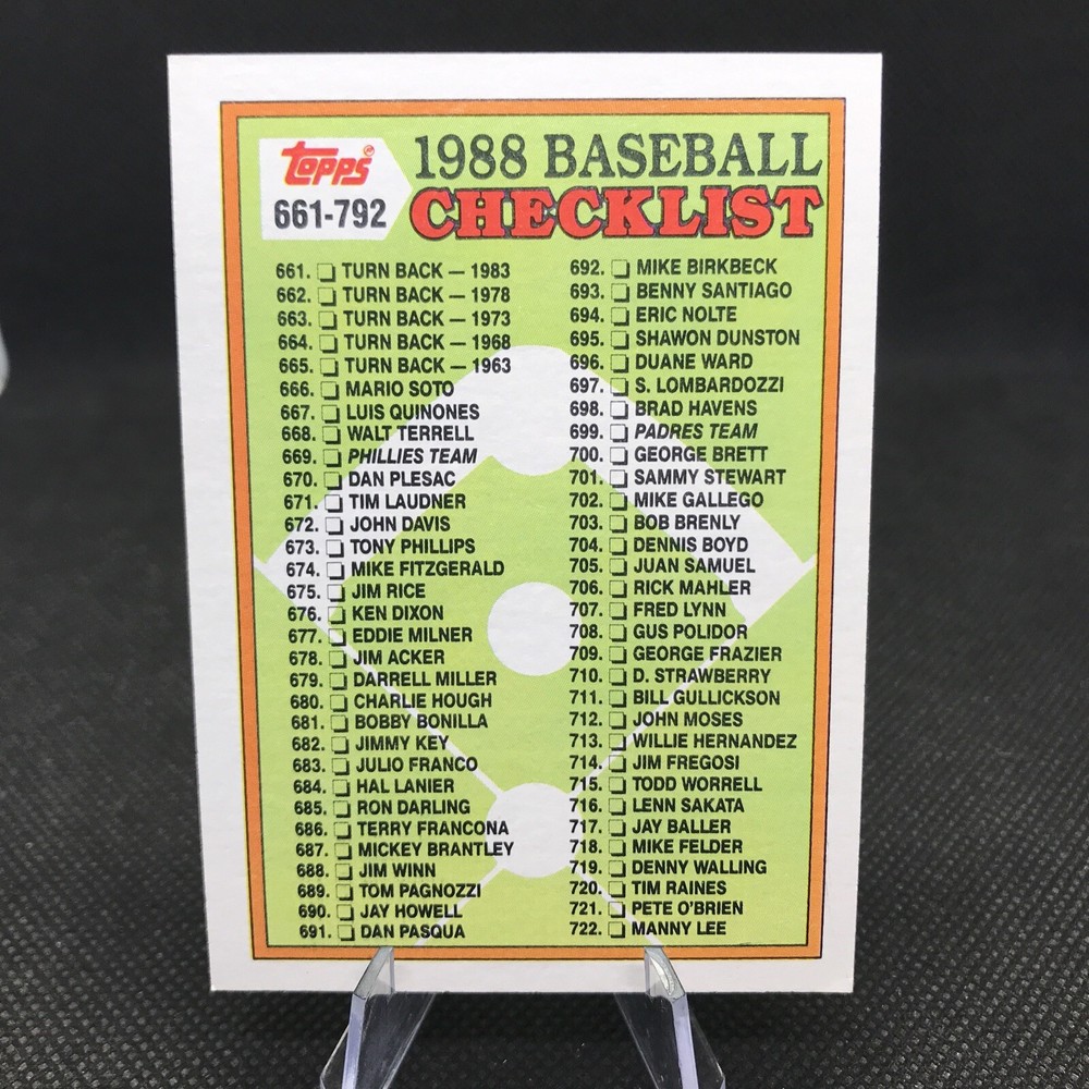 1988 Topps Baseball Card Checklist #776 Complete Set