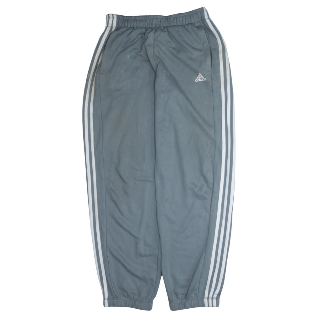 Adidas Mens Joggers Grey Climalite 3 Stripe Tapered Track Pants Elastic Waist M