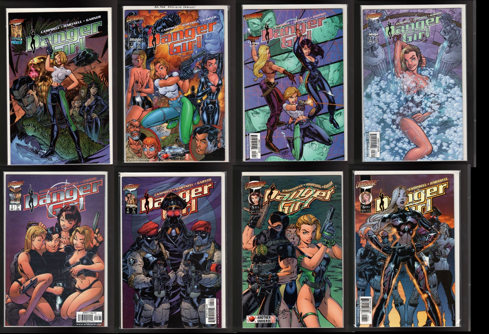 DANGER GIRL LOT OF 8 (9.6/9.8 NM+ AVG) PREVIEW & #1A,1B,2-6 CLIFFHANGER/IMAGE