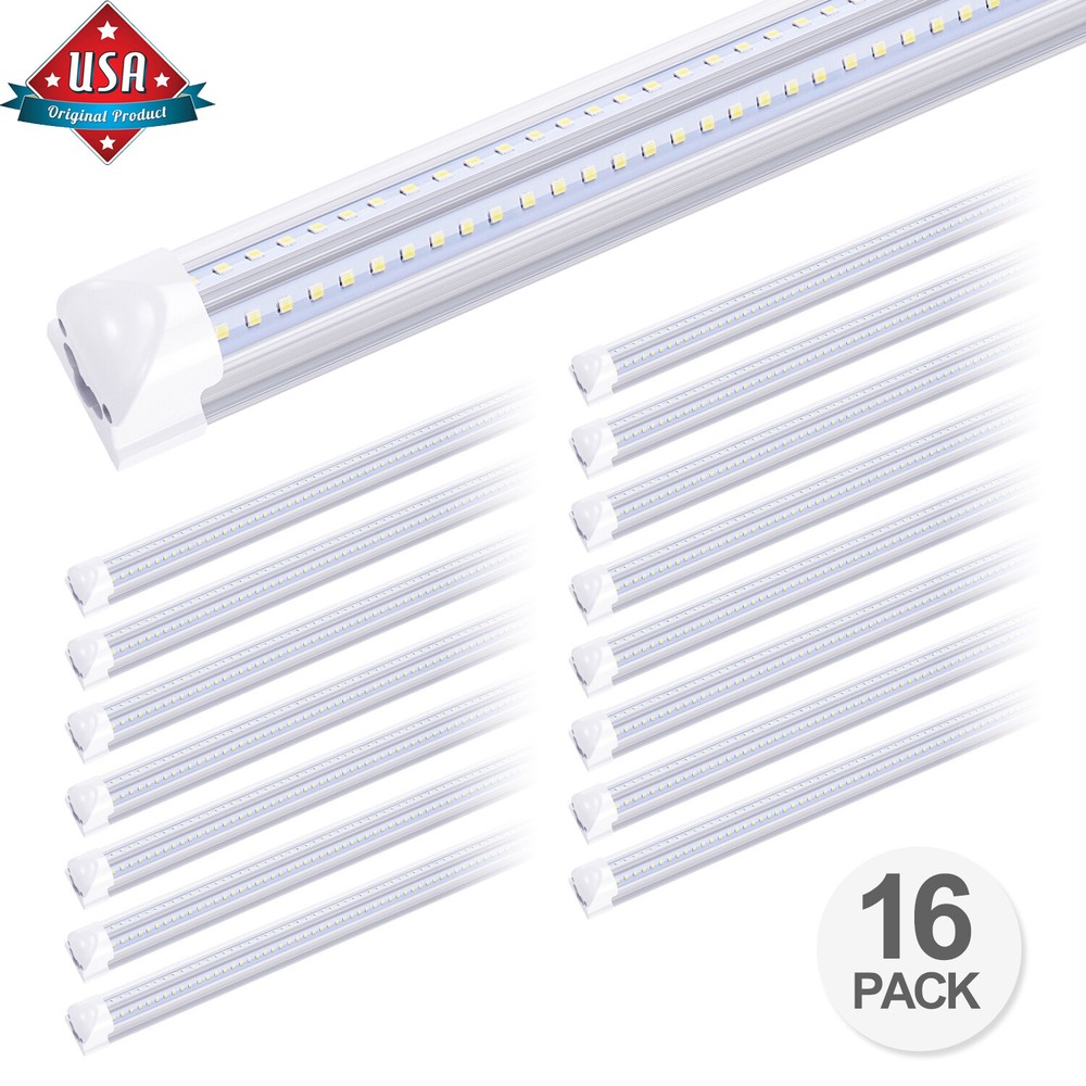 16Pack 8FT Led Tube Light 72W T8 Integrated 8' 8 Foot Led Shop Light Fixtures