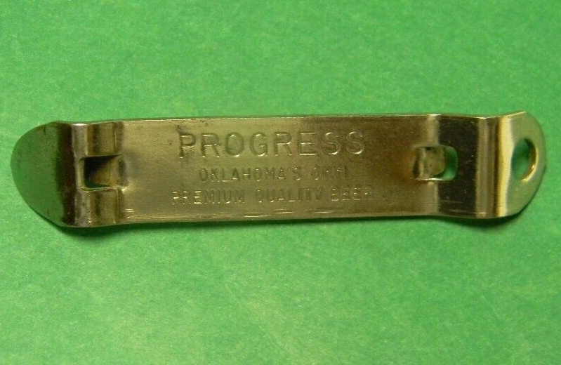 Sweet Vintage PROGRESS Beer Bottle Cap flat top can Opener Oklahoma City OK