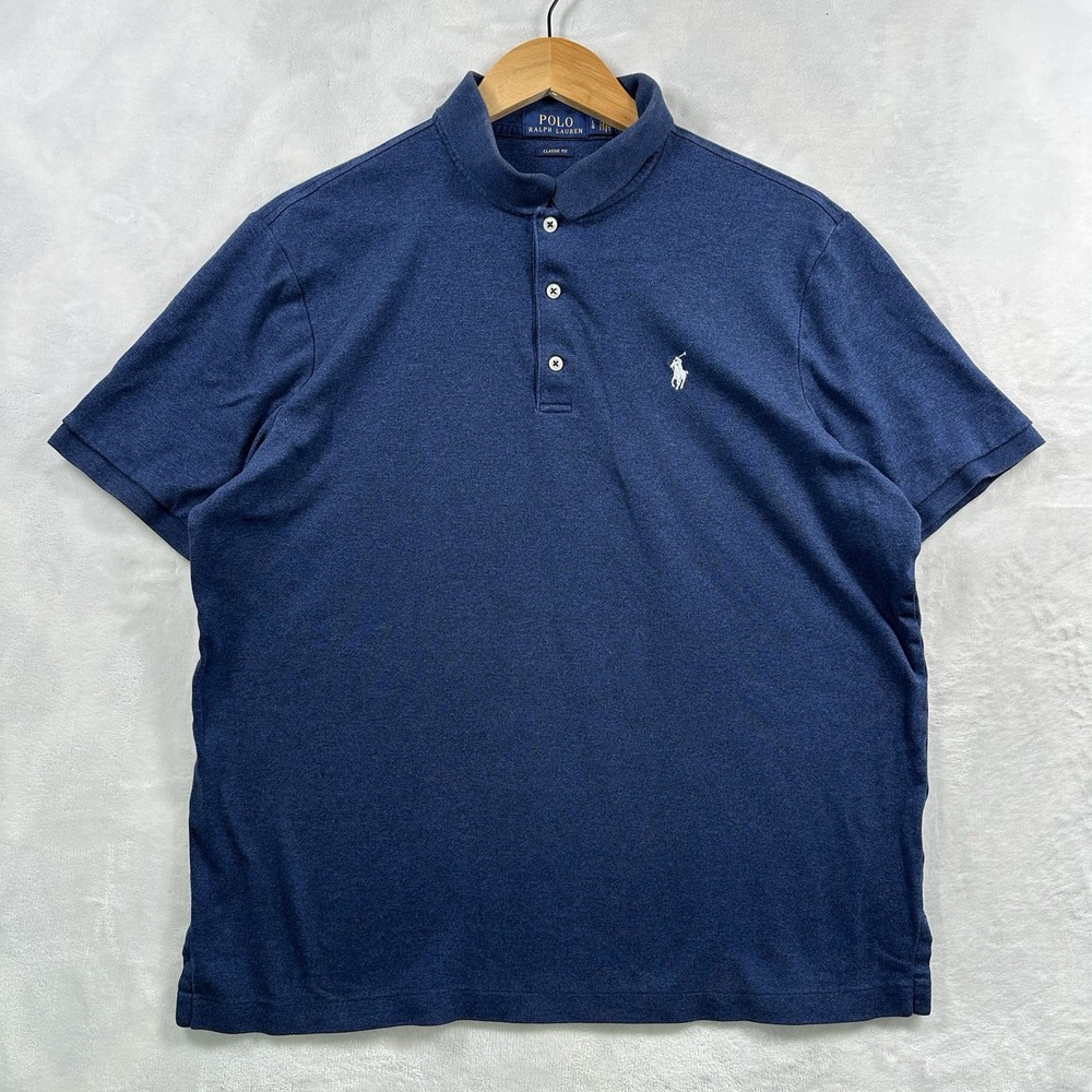 Polo Ralph Lauren Polo Shirt Men’s L Blue Short Sleeve Custom Classic Fit Cotton