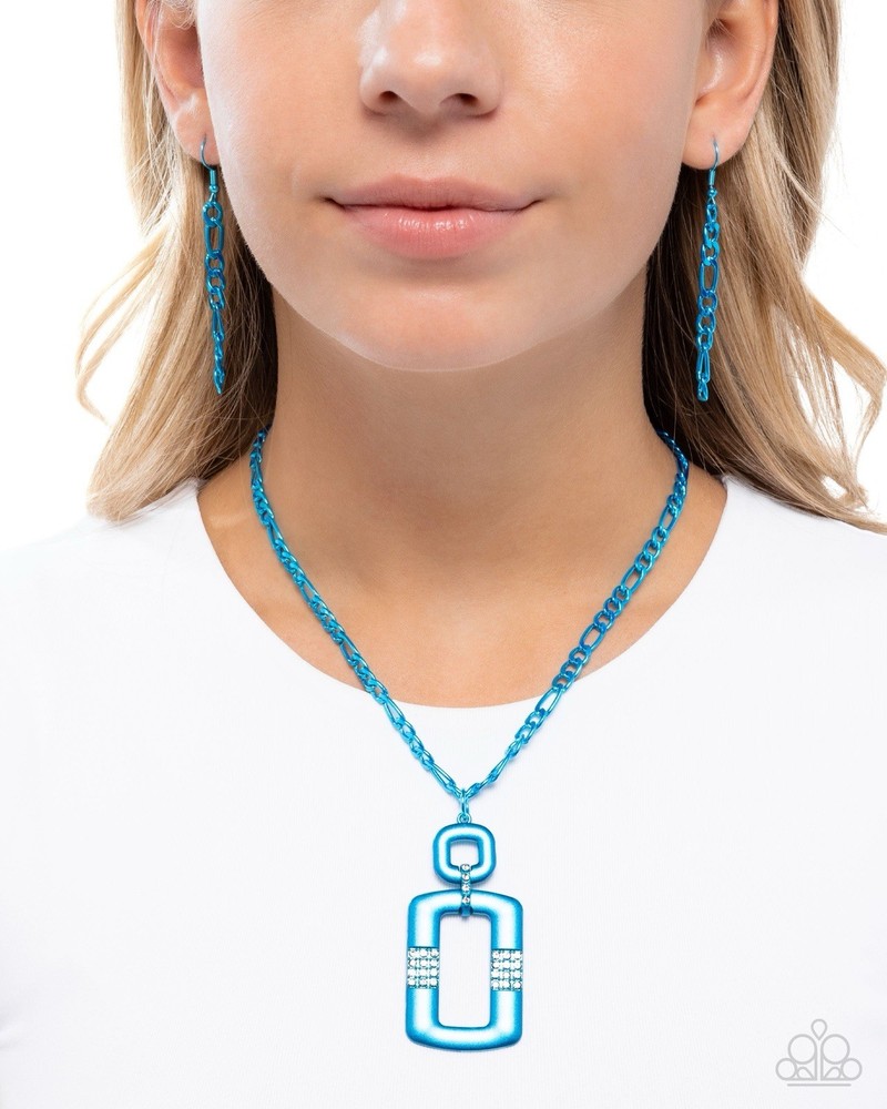 New Paparazzi Jewelry-Metallic Movement Necklace-Blue