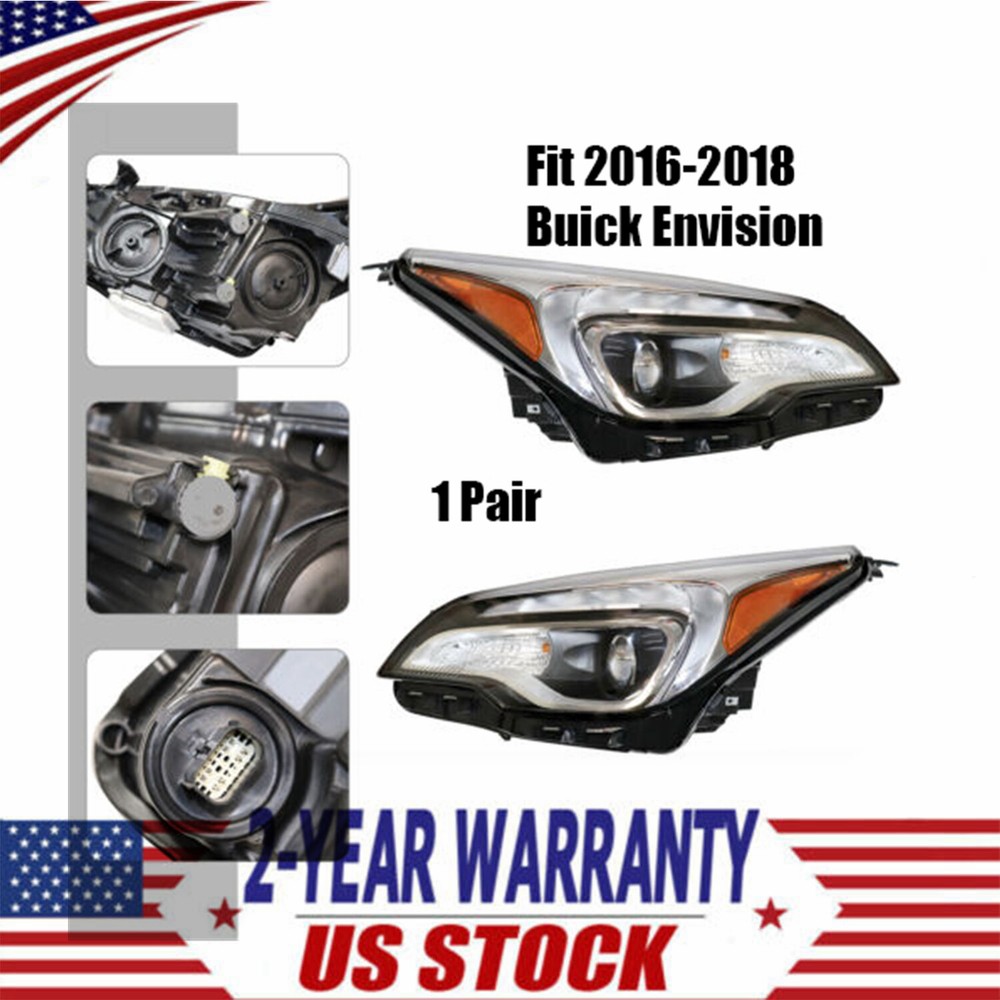 For 2016 2017 2018 Buick Envision Front Left+Right Side  Headlight Pair Set