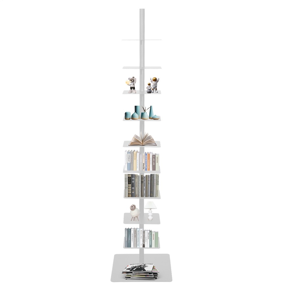 9-Tier Vertical Metal Spine Bookcase for Space-Saving Storage