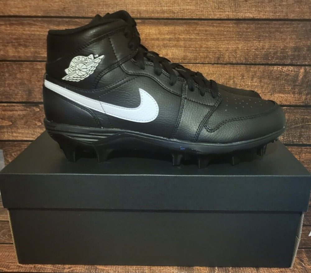 Nike Air Jordan 1 Alpha Menace Mid TD Black Football Cleats FJ6805-001 Size 9.5