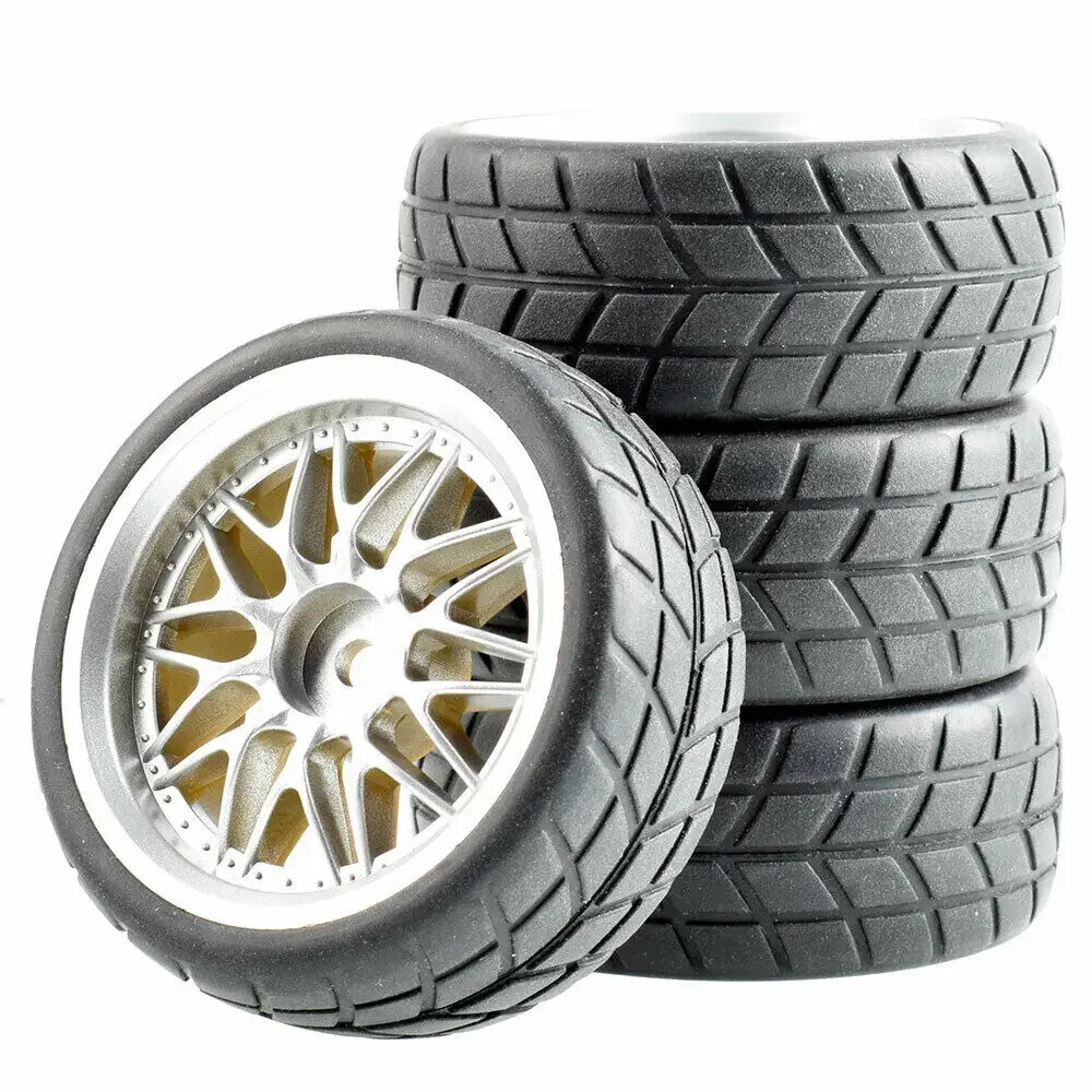 4PCS 1/10 On-Road RC Car Wheel Rim Hub Tires for HPI Tamiya Kyosho HSP
