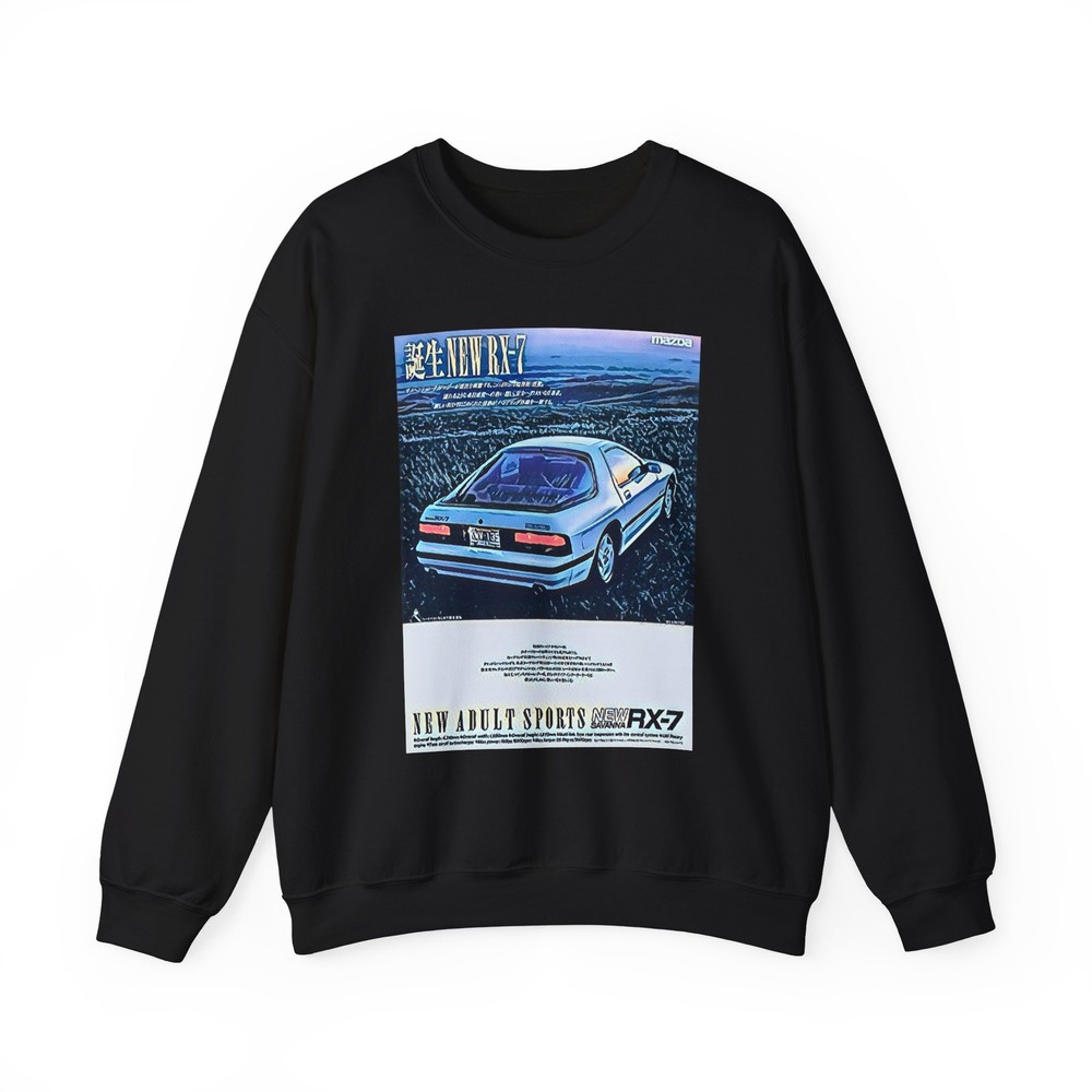 Mazda RX-7 Retro Car Art Graphic Print LS Unisex Heavy Blend Crewneck Sweatshirt