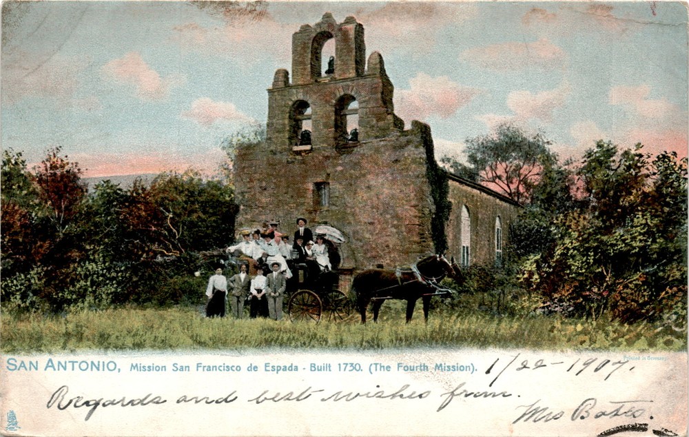 San Antonio, Mission San Francisco de Espada, Mrs. Botes, Raphael Tuck Postcard