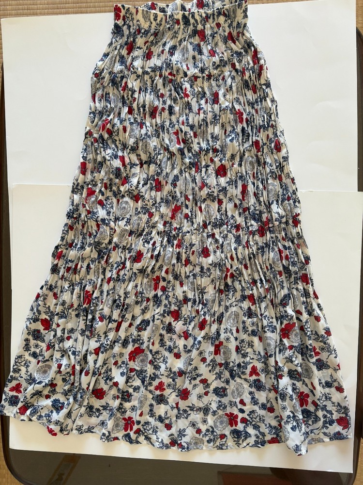 Ines De La Fressange Uniqlo Floral White Polyester Pencil Midi Skirt Small