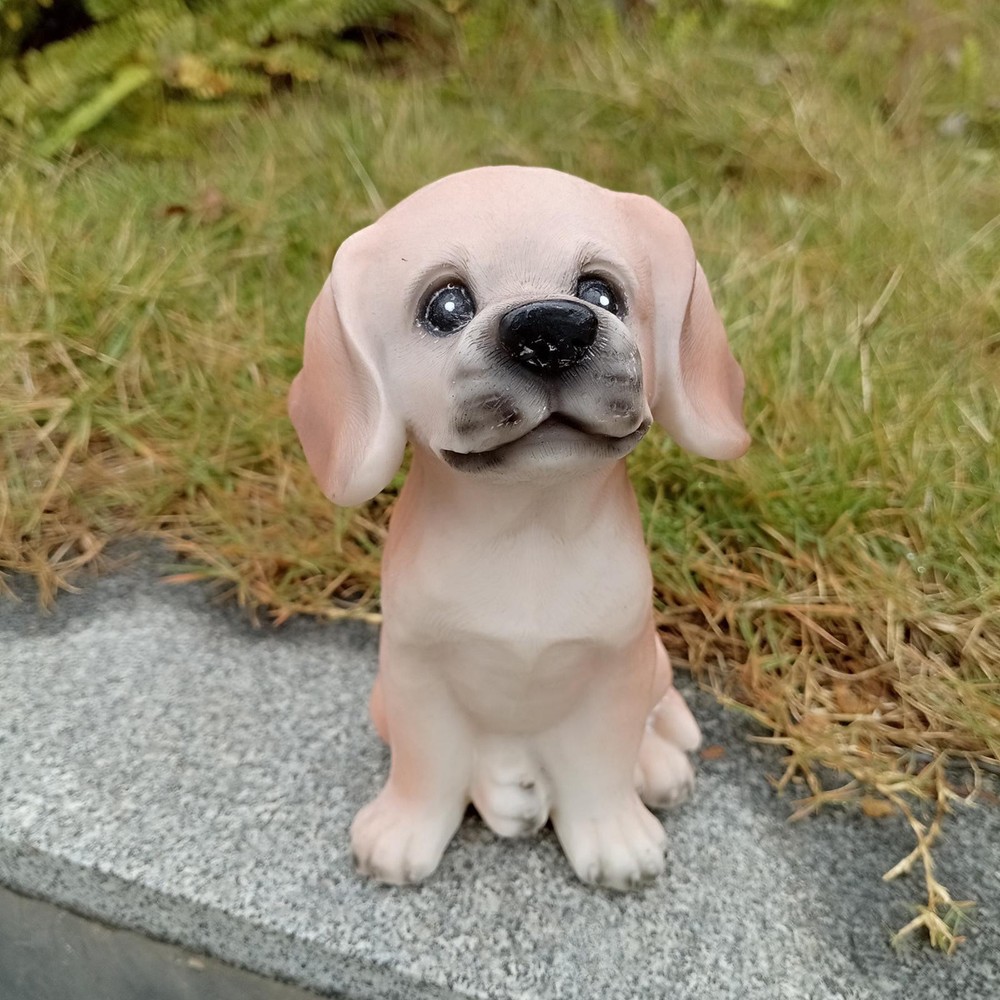 Yellow Dog Figurine Garden Statue Collectible Birthday Gift Cute Tabletop