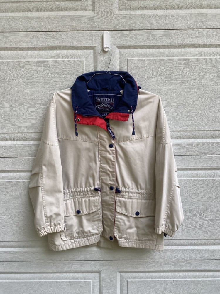 Pacific Trail Men's Beige, Red, Blue Lined Vented Hooded Jacket Size Medium