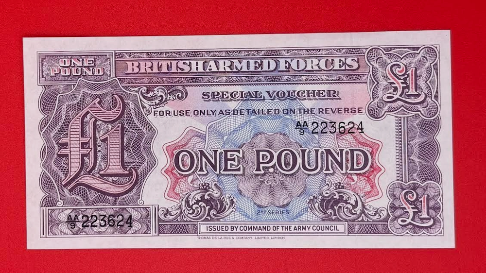 1948 BRITISH ARMED FORCES ONE POUND 2ND SERIES SPECIAL VOUCHER #223624-image