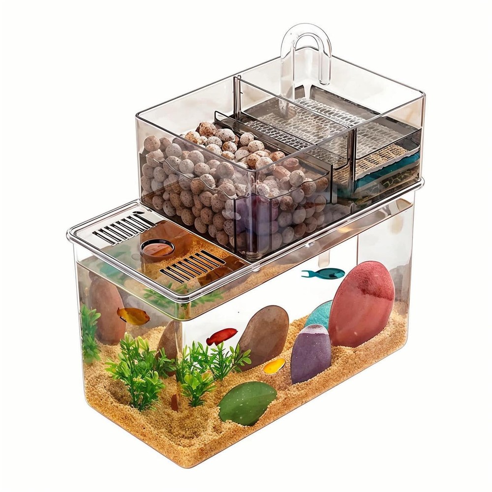 Self-Cleaning 0.8 Gallon Desktop Fish Tank with Built-In Filter