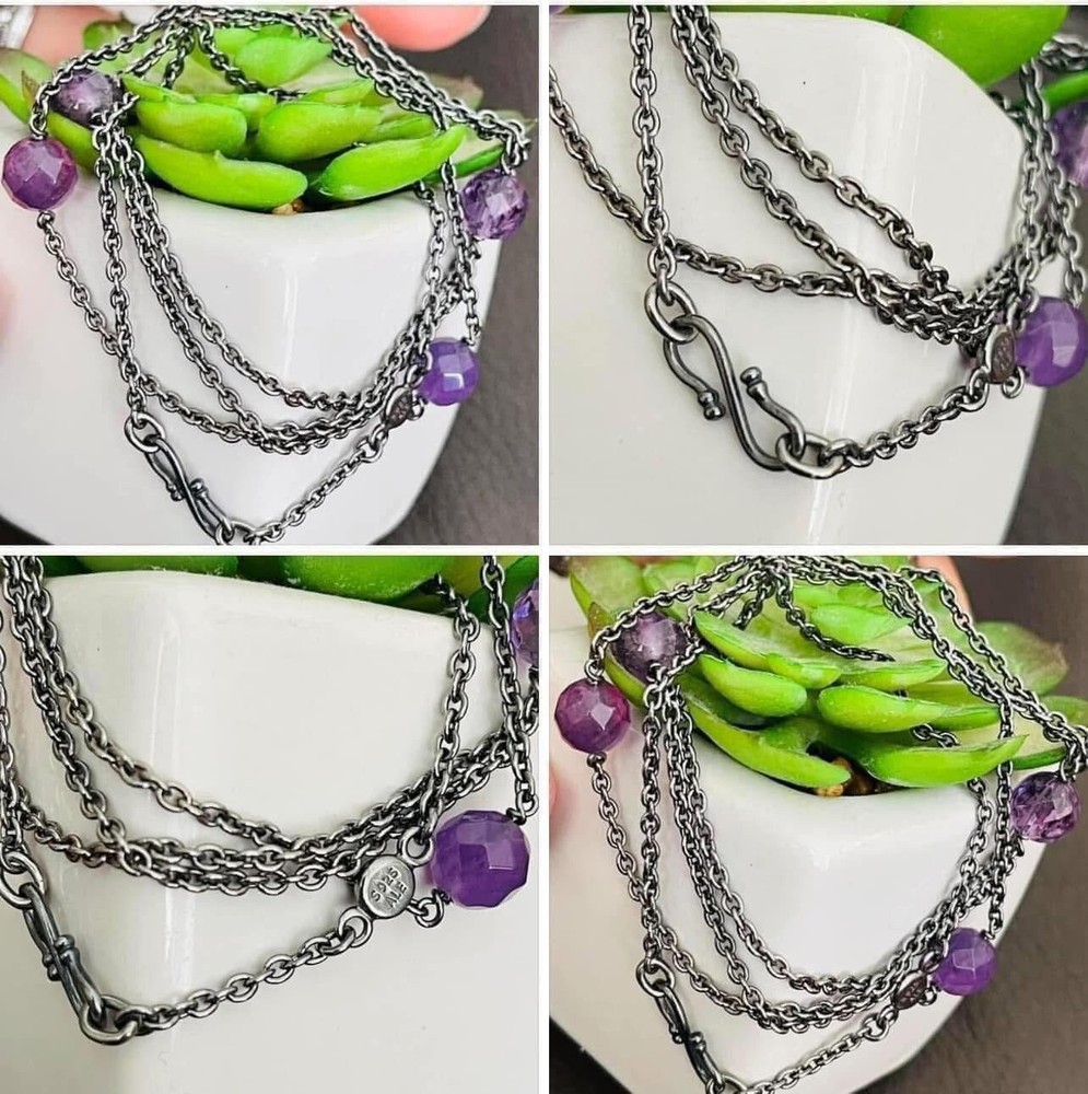 Authentic Retired Pandora Necklace with Rare Purple Amethyst Charm – Limited Edition & Collectible