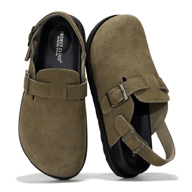 Cassey Clogs for Women Genuine Leather Upper Memory Foam Light Brown Shoes NEW