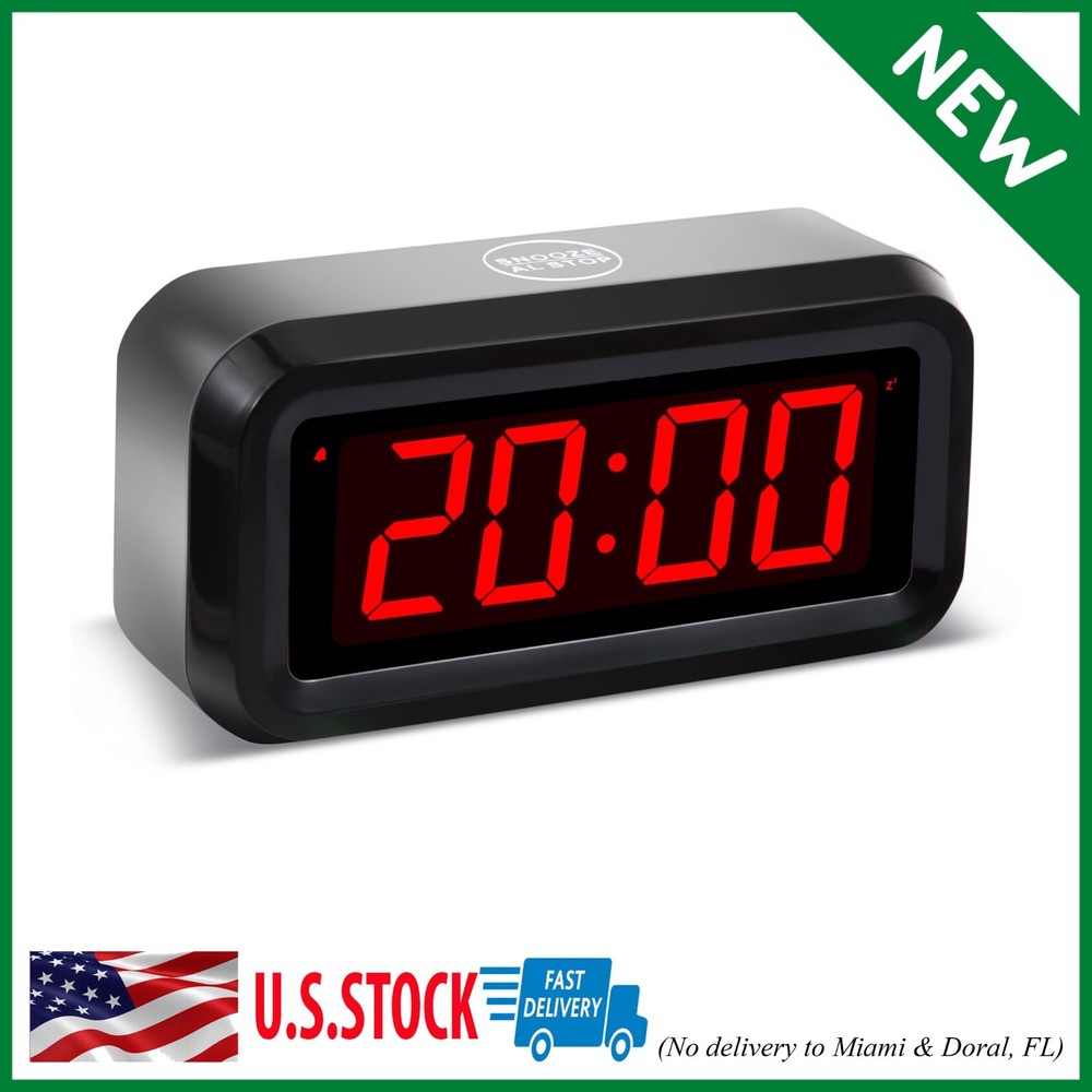 Compact LED Digital Alarm Clock with Battery Power for Bedroom or Wall