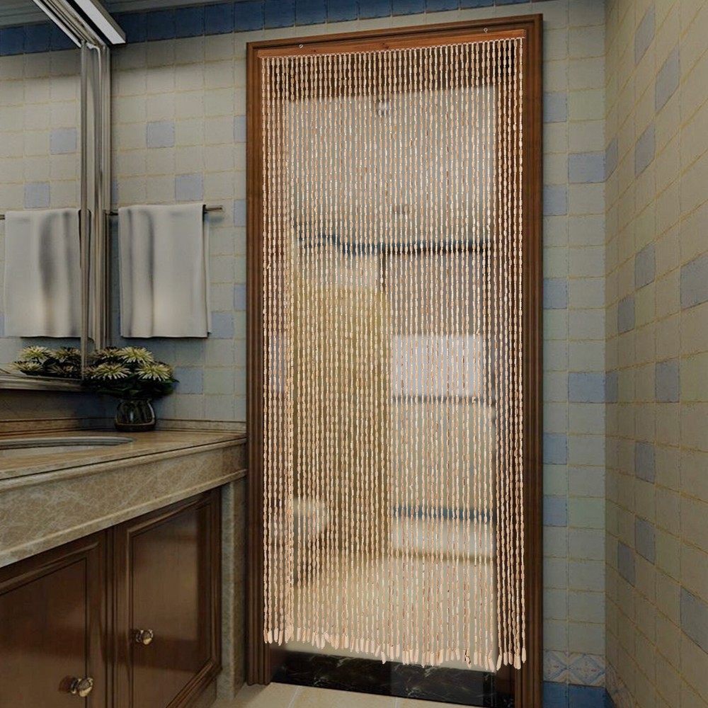 Bamboo Wood Beaded Curtain, Bamboo and Wooden Doorway Curtain, Door Curtain