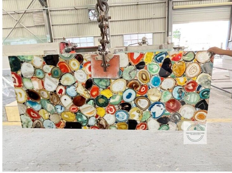Natural Mix Agate Coffee Table Top, Agate Center Sofa Table Top, Christmas Sale-image
