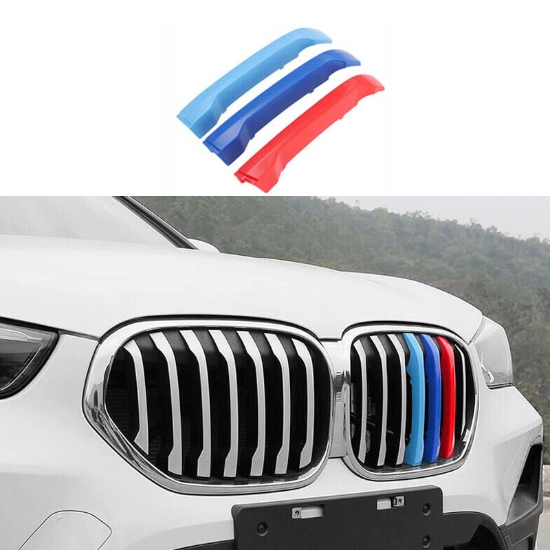 Fit For BMW X1 2020-2021 Three M-Color Cover Trim Front Centre Grille Decor 3PCS