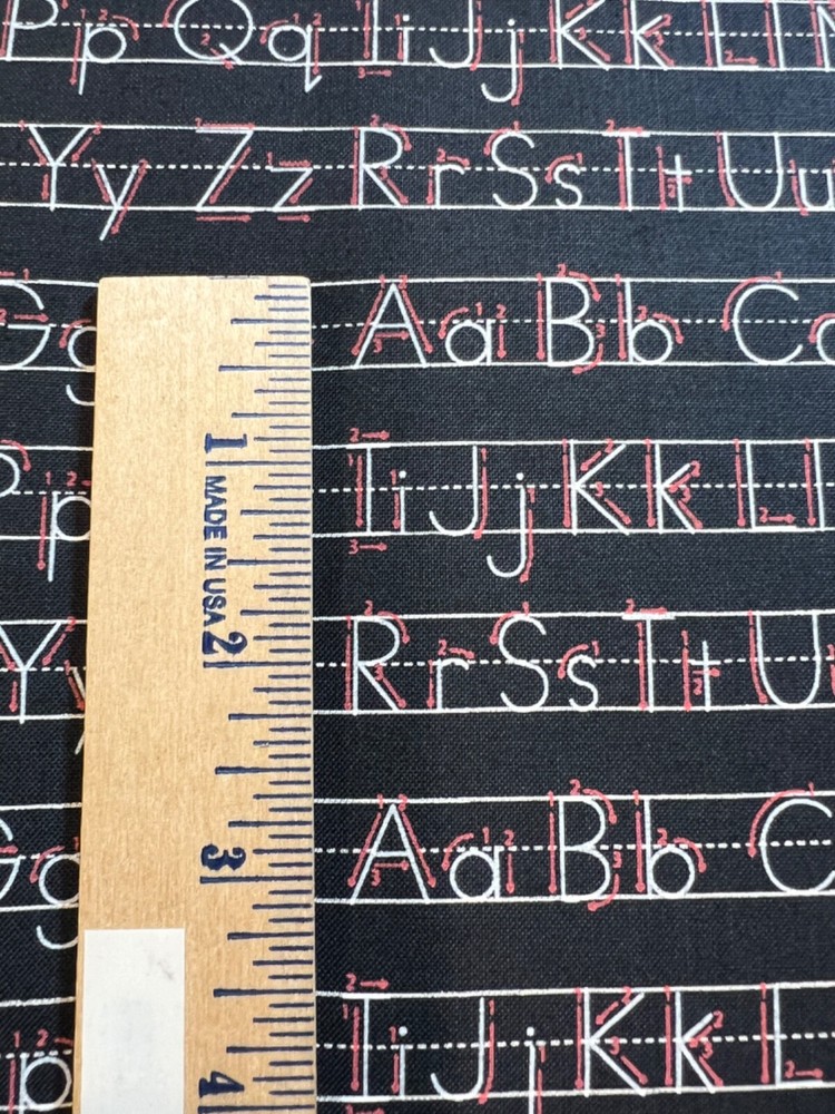 MODA Back to School 100% cotton fabric by the yard 36x44 ABC writing paper black-image