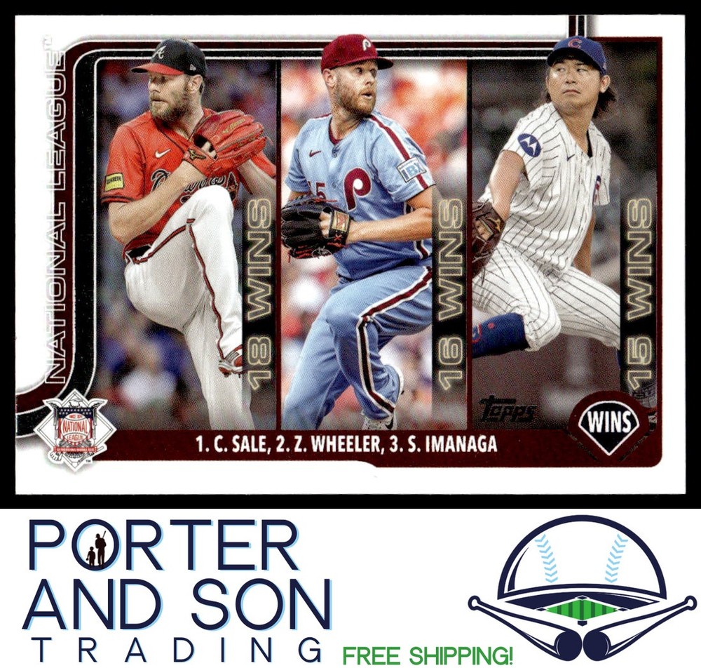 2025 Topps #234 NL Wins Leaders Sale Wheeler Imanaga Baseball Card  