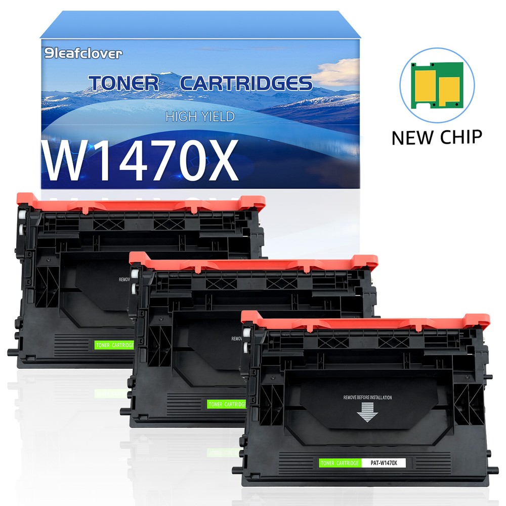 3PK Compatible W1470X Blk Toner with Chip for HP M611dn M611x M612dn M610n M612x