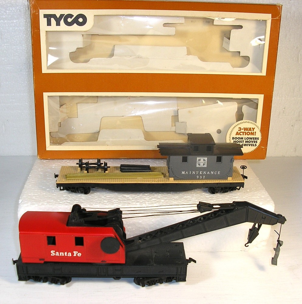 Vintage TYCO 932 800 HO Santa Fe Operating Boom Crane Maintenance Tender