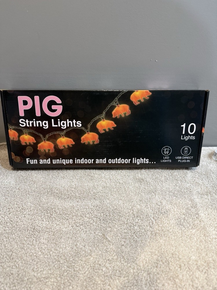New - Pig LED String lights 10 Warm White Lights USB Direct Plug-in