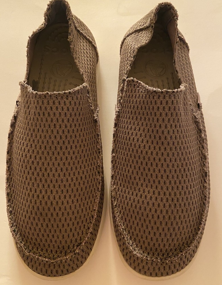 Crocs Santa Cruz Sports Casual Brown Frayed Breathable Canvas Slip-on Men's Sz 7