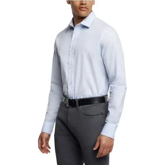 Banana Republic Men's Non-Iron Slim Fit Dress Shirt, Light Blue, Size XL