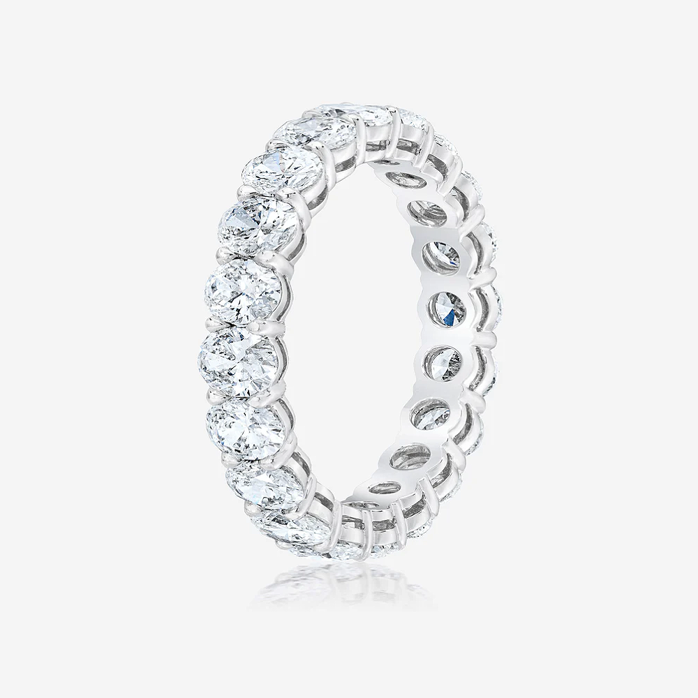 Christmas Sale Diamond Eternity Band Lab Grown Oval 3 Carat 14k White Gold 4 MM-image