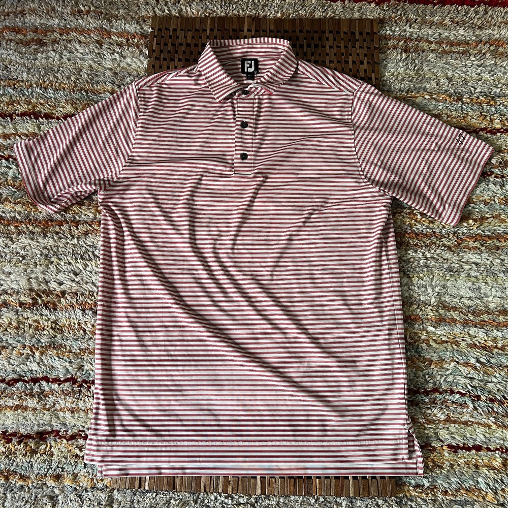Footjoy FJ Performance Stretch Polo Golf Shirt Men's Red Stripe Men's Large