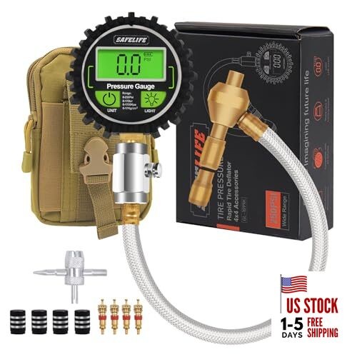 4x4 Digital Tire Deflator kit，Professional Tire Pressure Gauge 250PSI, Rapid