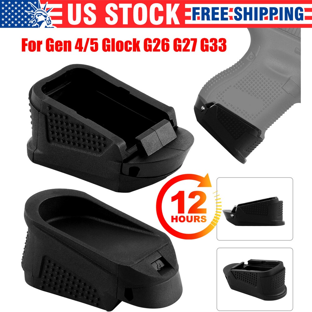 2 Round +1/+2 RD Expansion Magazine Grip Extender for Glock Gen 4/5 G26 G27 G33 Pinky Rest