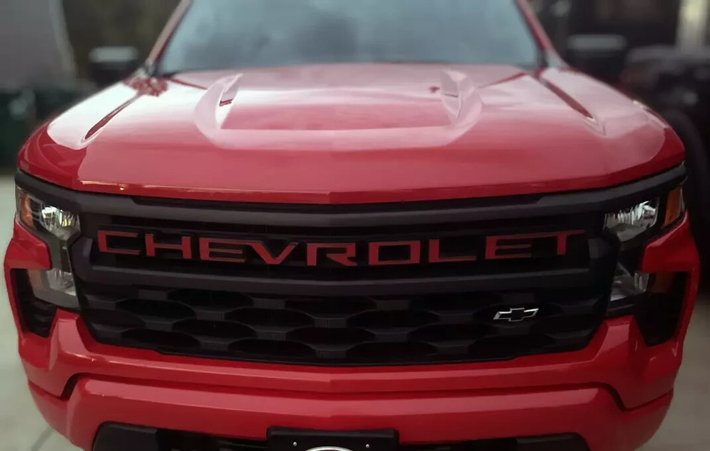 VINYL: Overlay Grill Letters 2022 2023 2024 Silverado Gloss Red