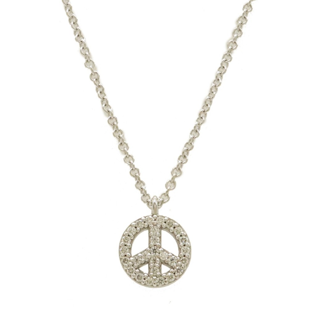 Tiffany Metro 18K White Gold Diamond Circle Pendant Necklace