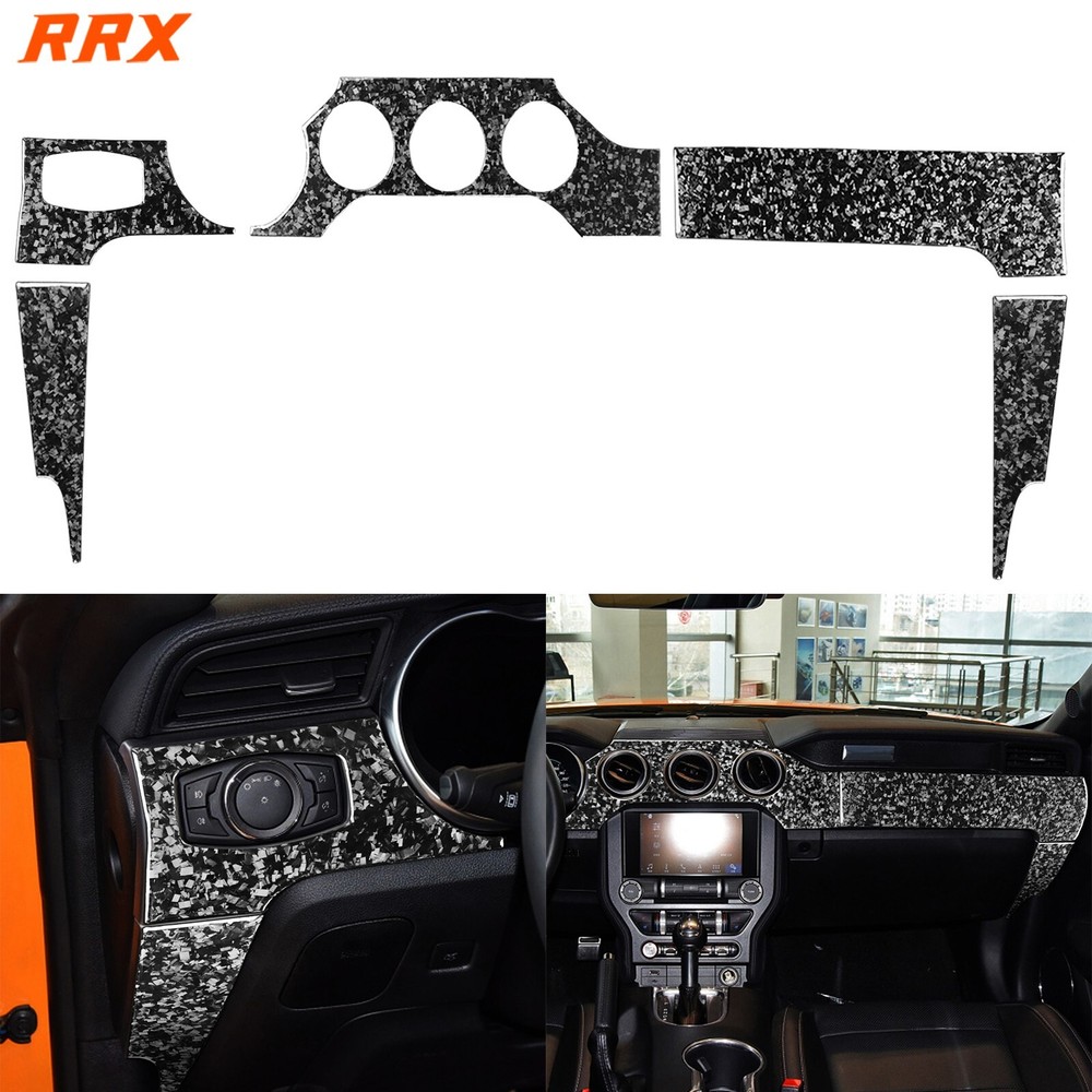 5Pcs Forged Carbon Fiber Dashboard Panel Cover Trim for 2015-23 Ford Mustang GT