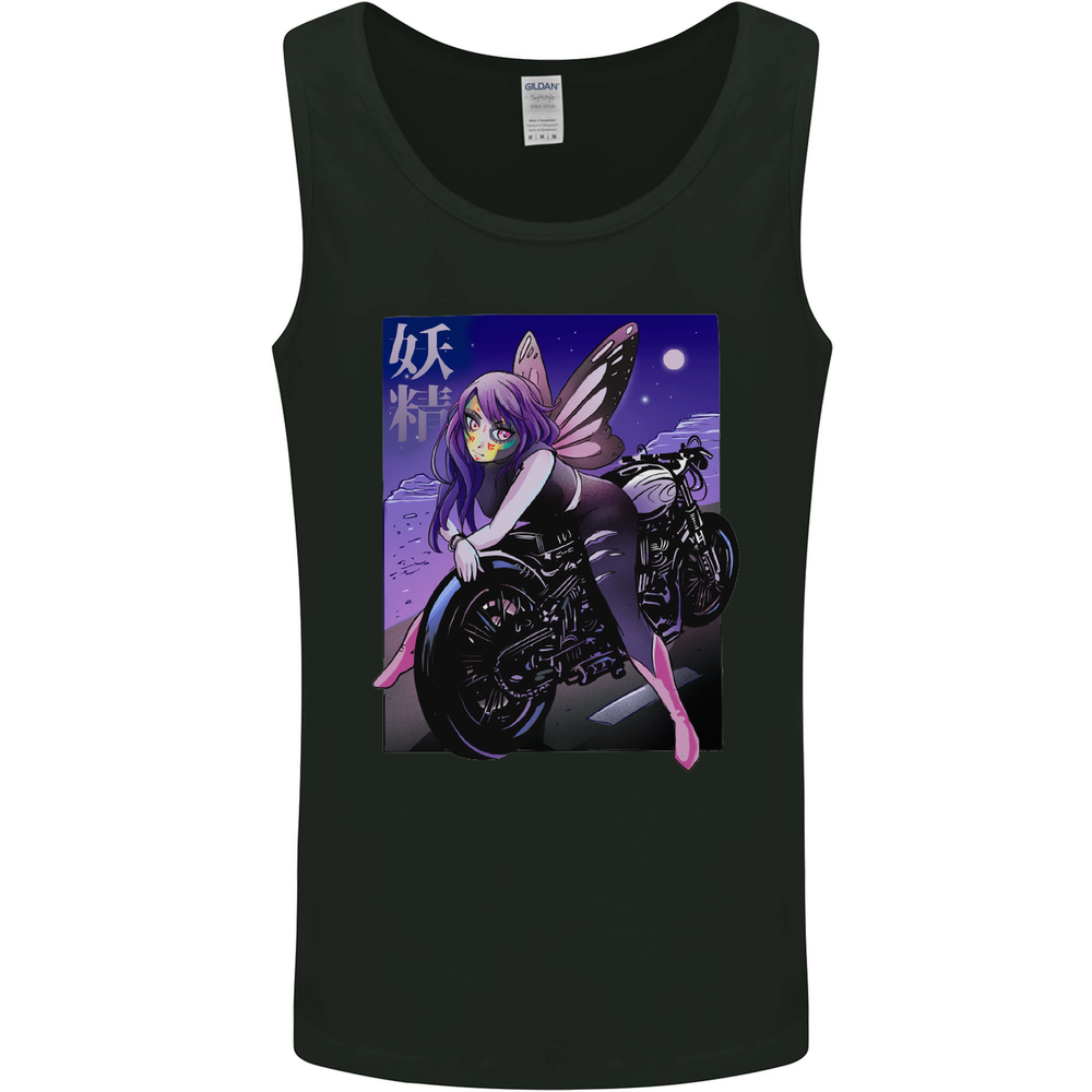 Anime Fairy Biker Japan Motorbike Motorcycle Mens Vest Tank Top