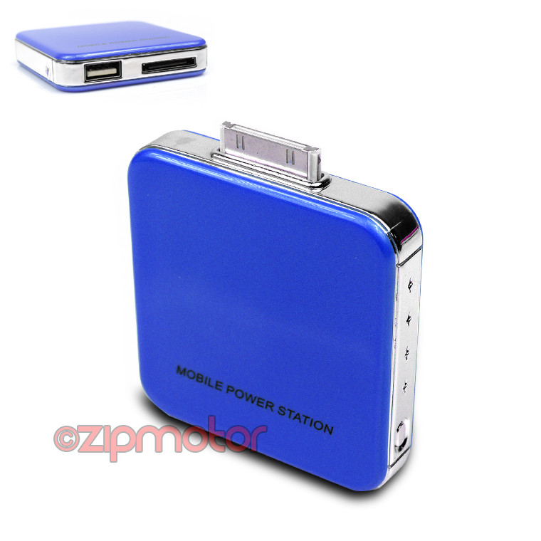 2200mAh Blue Portable USB Battery Charger for iPhone 4S 4 3GS iPod Nano