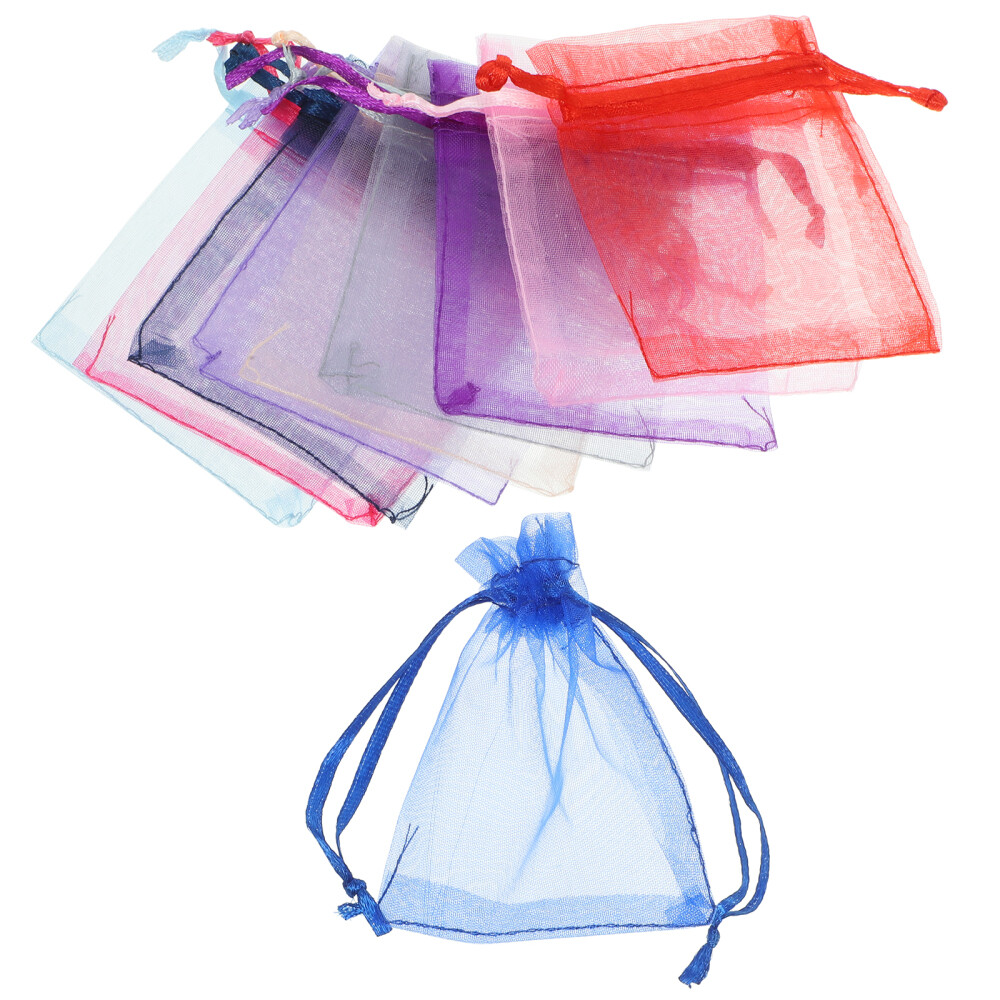 100 Pcs Mini White Organza Gift Bag Sundries Storage Pouches Shopping Travel