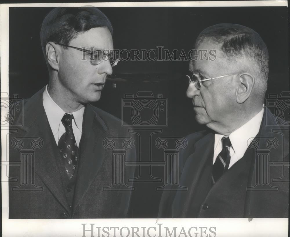 1949 Press Photo Mayor Zeidler greeted Harold Ickes to speak at a conference