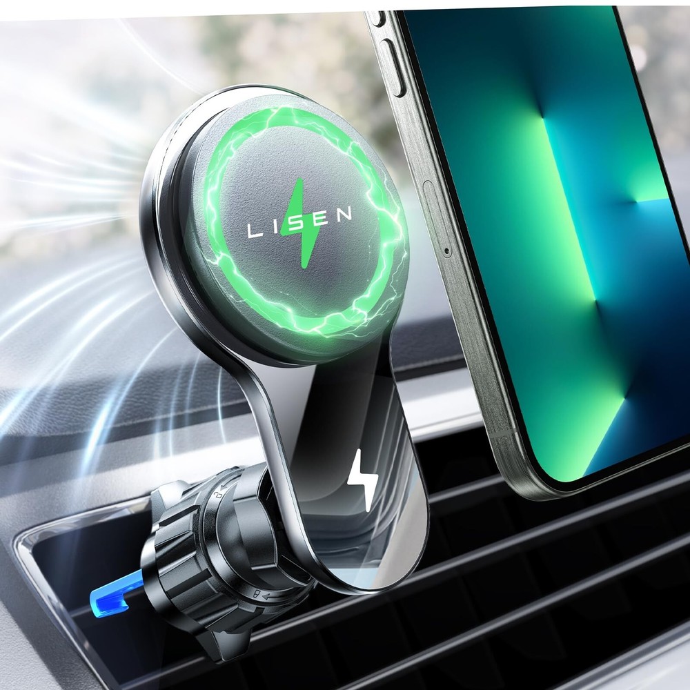 LISEN for 15w Magsafe Fan Car Vent Mount Charger, for iPhone 16 Wireless Magn...