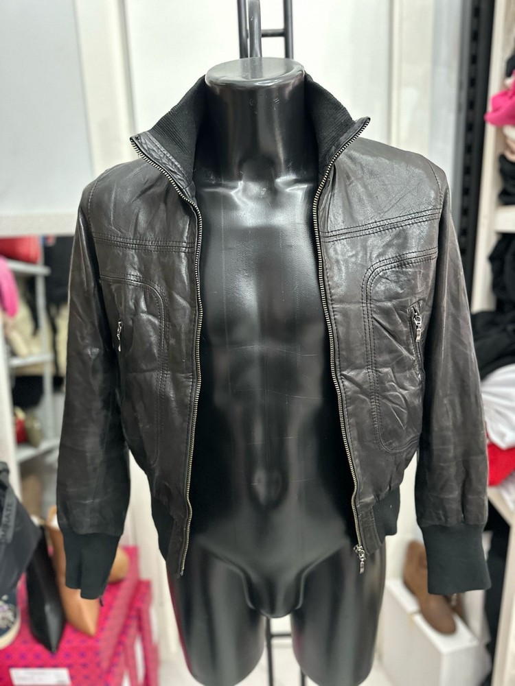 ArtigianPelle Mens Black Leather Jacket Size 46 LLV1373