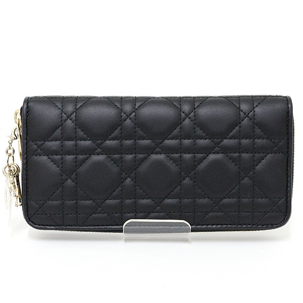 Christian Dior Lady Dior Voyageur Wallet in Black Lambskin S0007ONMJ 63989