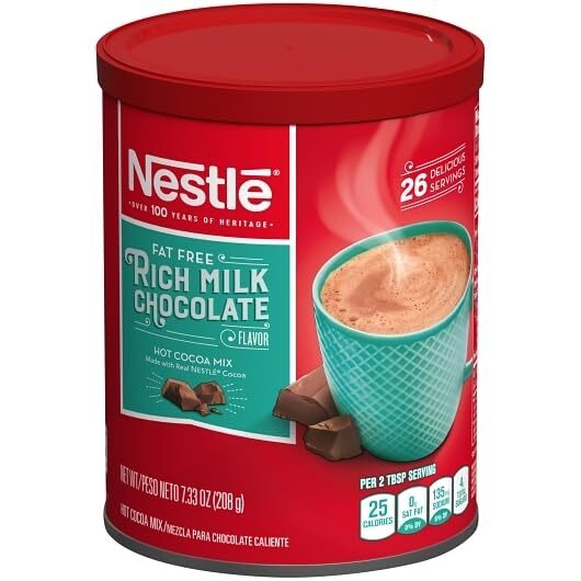 Fat Free Hot Chocolate Mix, 7.33 Oz (2 Pack), 52 Total Servings, w/Sticker