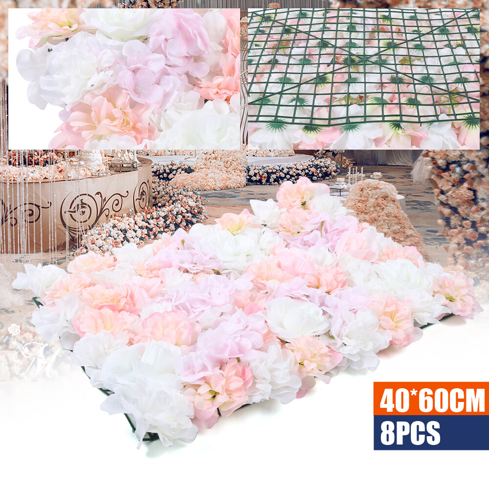8 Pieces Artificial Silk Fabric Flower Wall Panel Banquet Wedding Decoration
