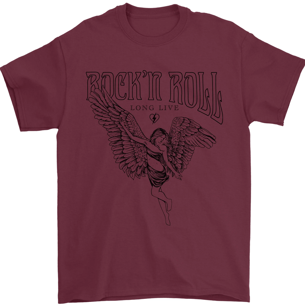 Long Live Rock n Roll Angel Mens T-Shirt 100% Cotton